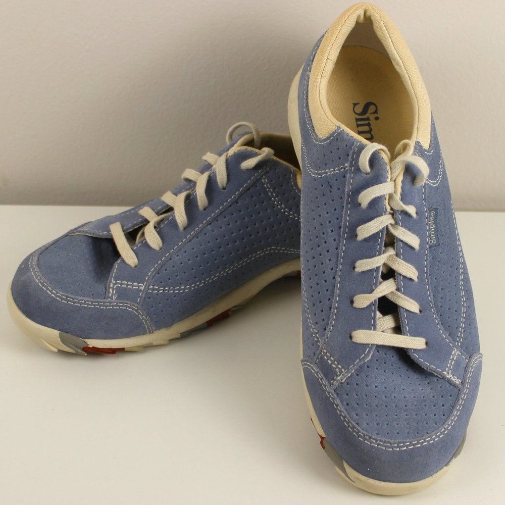 Simple Shoes OS Casual Suede Low Tops Blue Grey Womens Sneakers Tennis Shoes 8.5